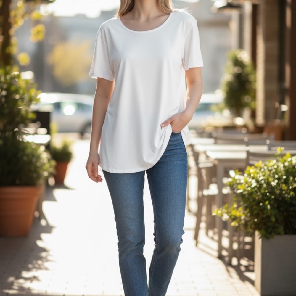 Chico's Touch of Cool Wedge Tunic Alabaster